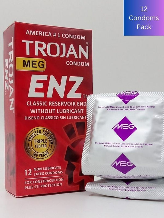 Trojan Condoms ENZ Classic 12 Count - Non Lubricated Latex Condoms
