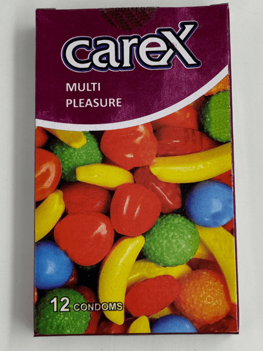 Carex Multi Pleasure Condoms - 12 Dotted Ribbed Condoms Pack