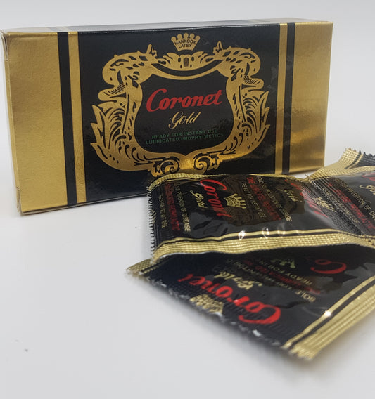 Coronet Gold Condoms 12 Pieces - Doted Lubricated Condoms