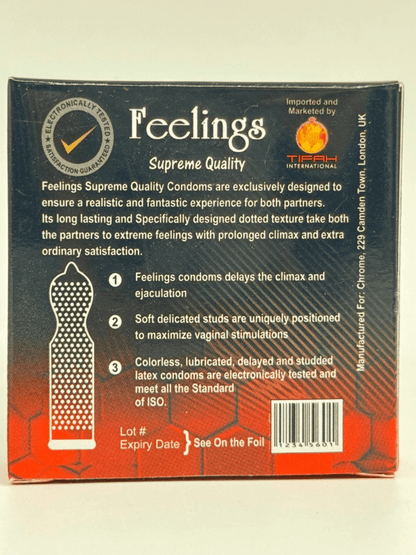 Feelings Condom Supreme Quality -  3 Delayed, Studded Condoms