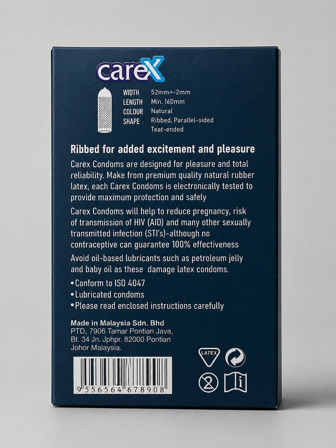 Carex Ribbed Condoms | 12 Pack | Natural Latex | Enhanced PleasureCondomswww.viga.pk