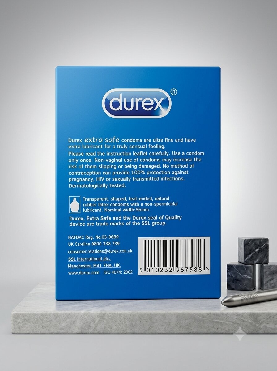 Durex Extra Safe Condoms – 12 Pack | Extra Lubricated, Raised Dots, 52mmCondomswww.viga.pk