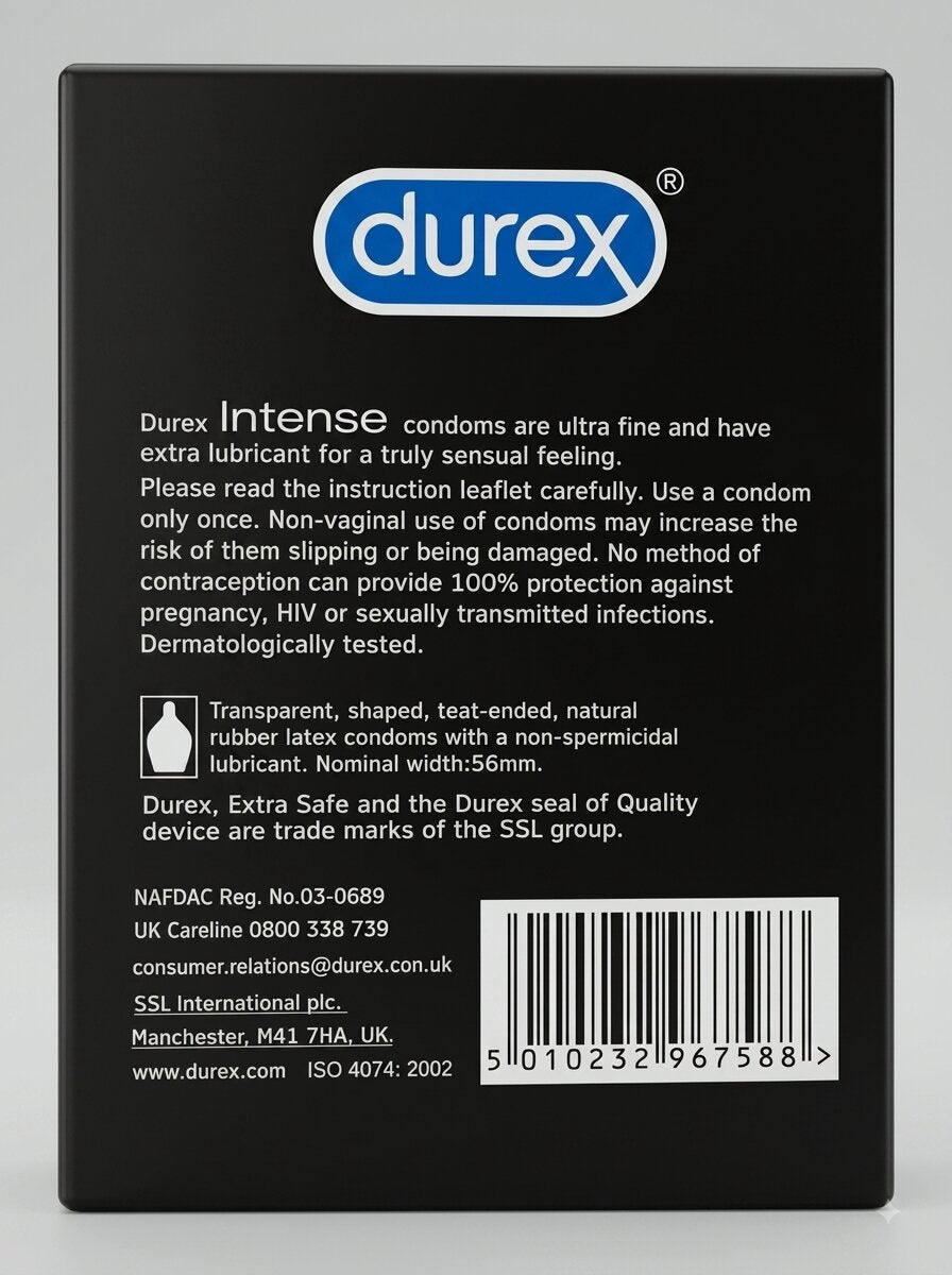Durex Intense Ribbed Condoms – 12 Pack | Ultra-Fine, Extra LubricatedCondomswww.viga.pk