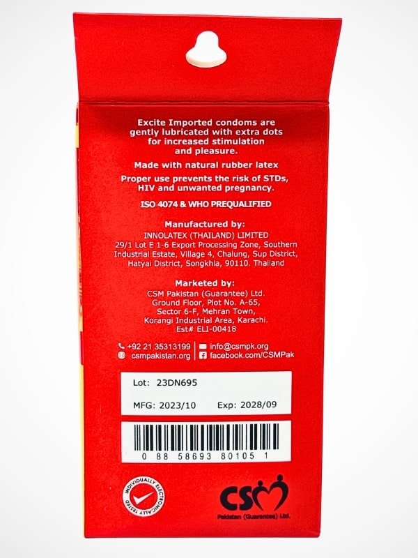 Excite Dotted Condoms - 6 x 3 Condoms PackCondomswww.viga.pk