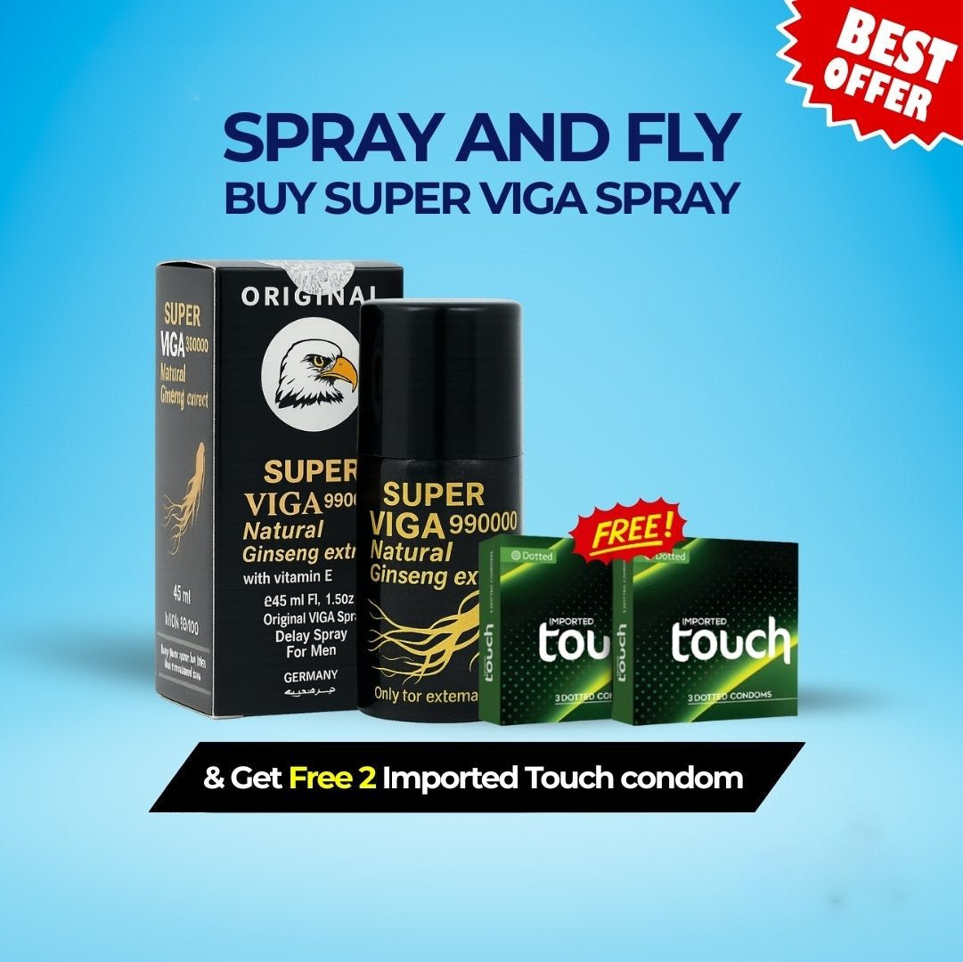 Hot Deal - Viga Ginseng Delay Spray - Get 2 FREE Touch Dotted Condom PacksMen Delay Spraywww.viga.pk