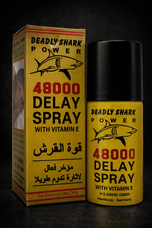 Deadly Shark 48000 Delay Spray Gold Can - Lidocaine + Vitamin E - Made in Germany