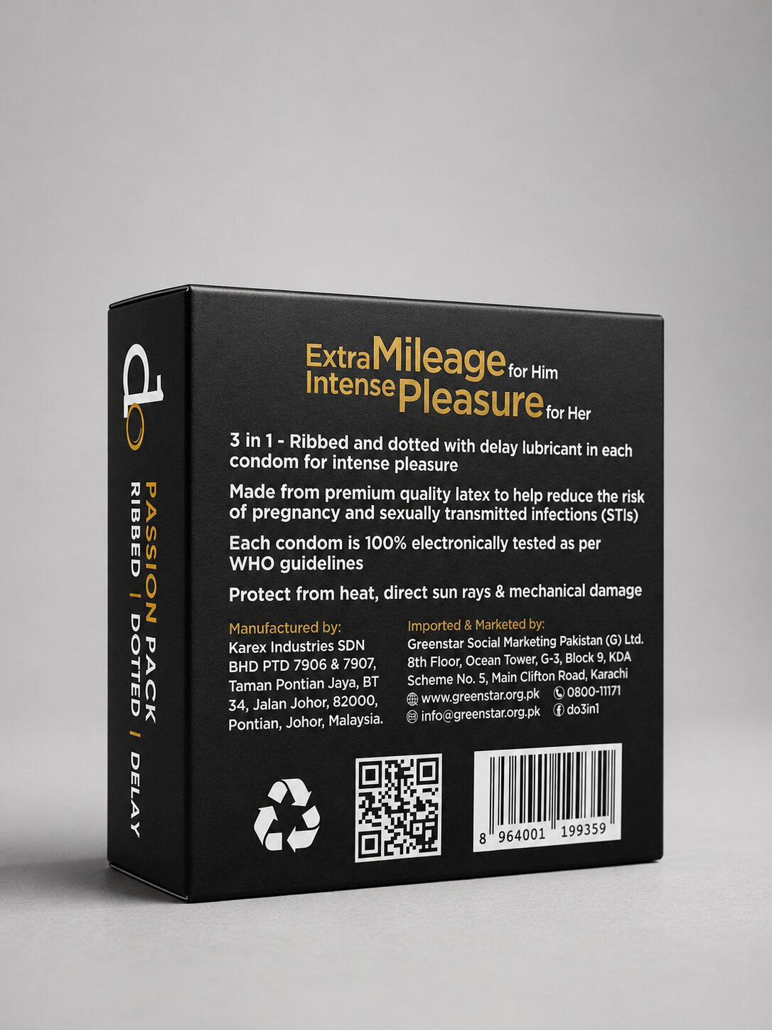 DO 3-in-1 Ribbed Dotted Delay Condoms – Passion Pack (5 & 30 Pack)