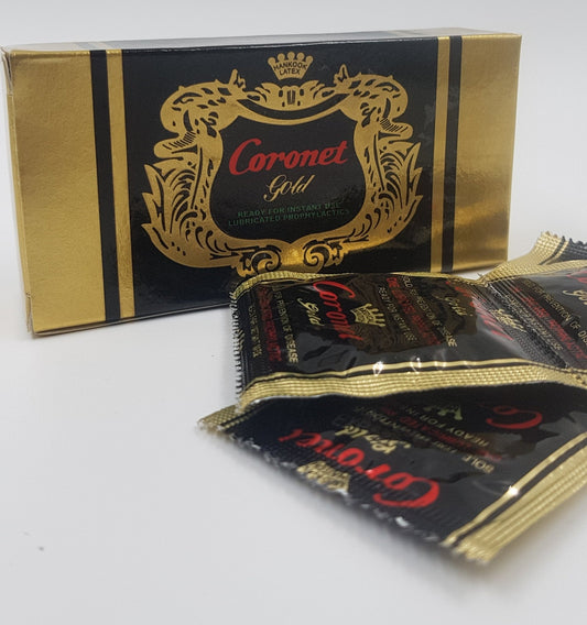 Coronet Gold Condoms Pack of 12 – Dotted Lubricated Natural Latex | Trusted Protection
