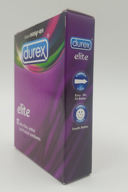 Durex Elite Condoms Side View – Easy-On Fit Better Shape, Smells Better, Ultra Fine 12 Pack