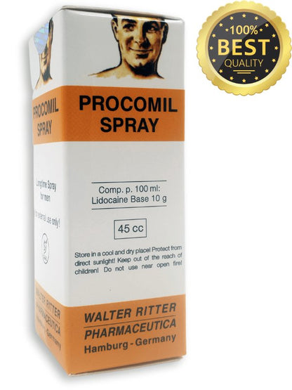 How to use Procomil Delay Spray – apply 2-3 sprays to glans and shaft before intercourse