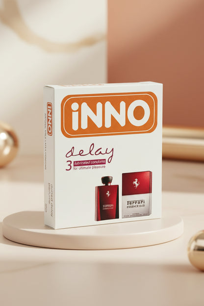 Inno Ferrari scented delay condoms 3-pack with dotted texture for extended pleasure