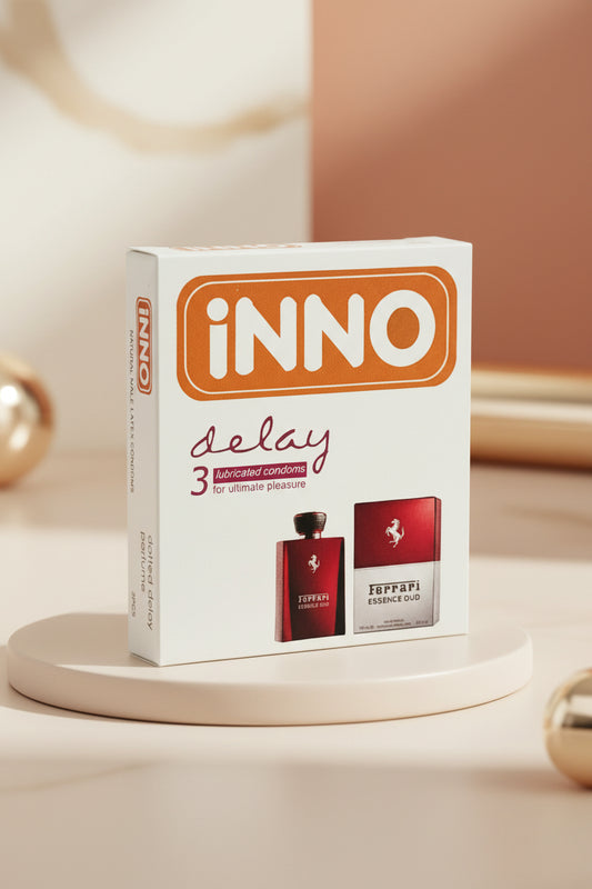 Inno Ferrari scented delay condoms 3-pack with dotted texture for extended pleasure