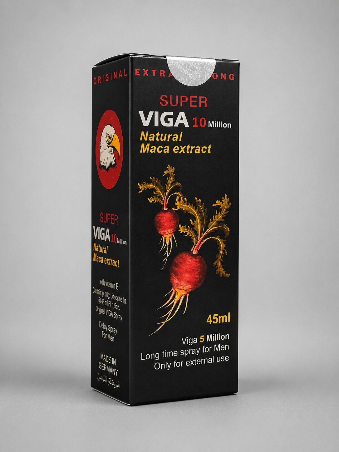 Super Viga 10 Million Extra Strong Delay Spray – Natural Maca Extract, 45ml, long-lasting formula
