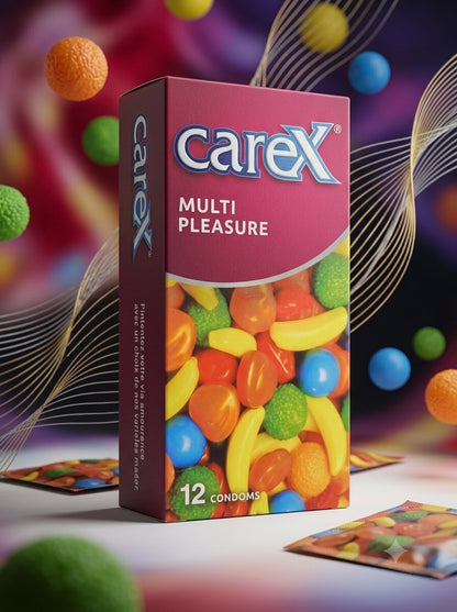 Carex Multi Pleasure Condoms – Dotted & Ribbed, 12 Pack | Buy in PakistanCondomswww.viga.pk
