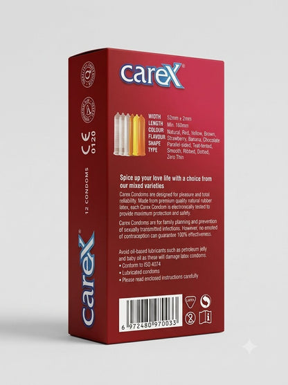 Carex Multi Pleasure Condoms – Dotted & Ribbed, 12 Pack | Buy in PakistanCondomswww.viga.pk