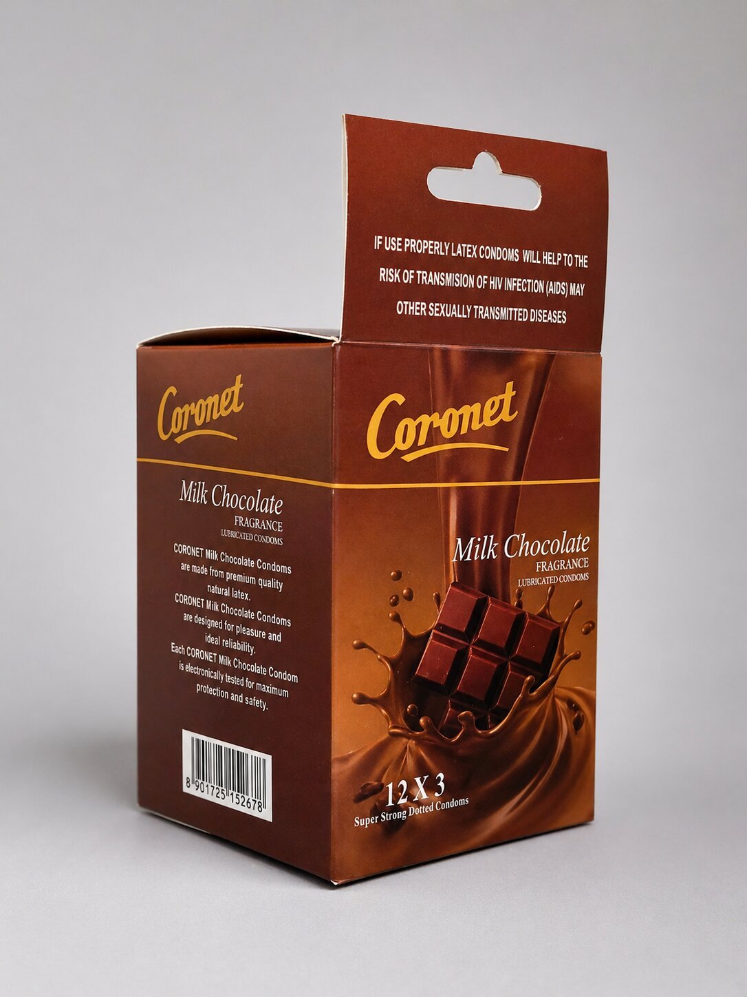 Coronet Milk Chocolate Flavoured Condoms – Dotted, Lubricated | Pack of 36 (12x3)Condomswww.viga.pk