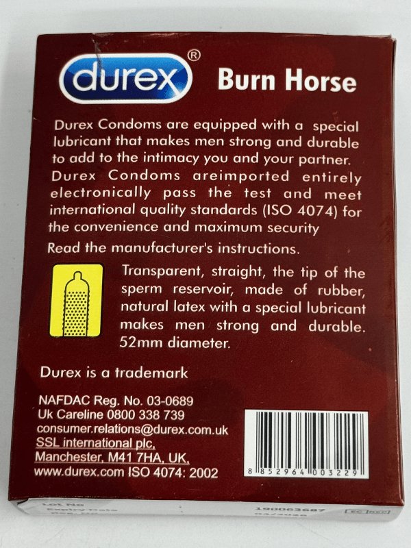 Durex Burn Horse Condoms - 12 Lubricant CondomsCondomswww.viga.pk