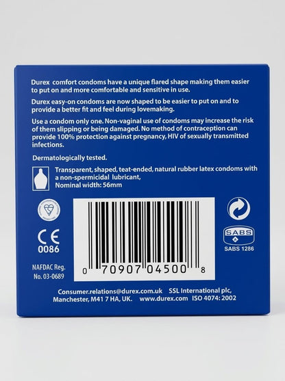 Durex Comfort Condoms – Flared Shape for Better Fit | Pack of 3Condomswww.viga.pk