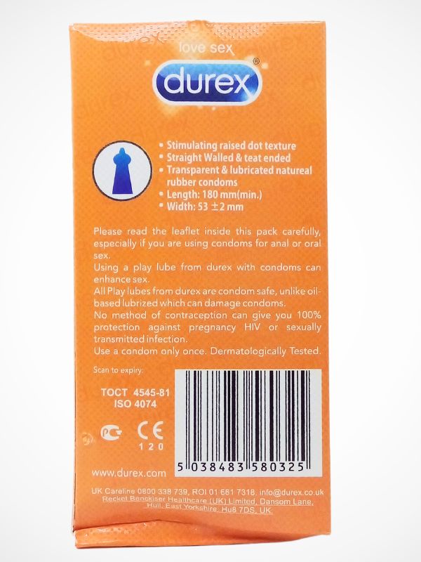 Durex Condoms Warming Pleasure - 12 Dotted Ribbed CondomsCondomswww.viga.pk