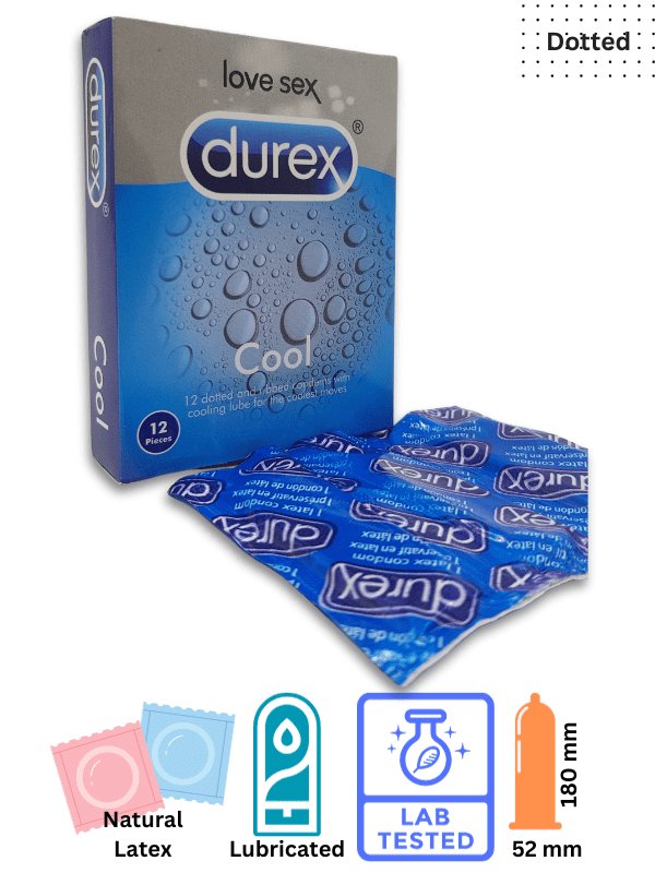 Durex Cool Condoms 12 Pieces - Dotted & Ribbed with Cooling LubeCondomswww.viga.pk