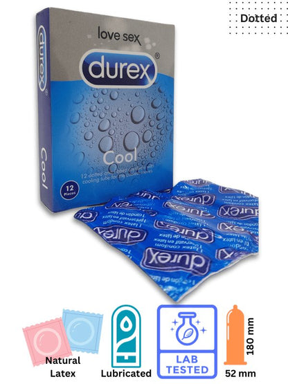 Durex Cool Condoms 12 Pieces - Dotted & Ribbed with Cooling LubeCondomswww.viga.pk