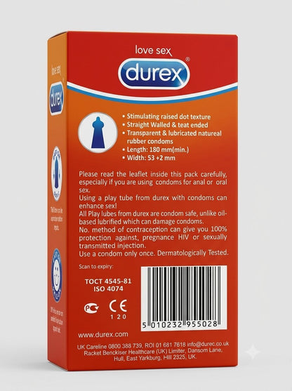 Durex Excite Me Dotted Condoms – Pack of 12 | Raised Dots, Pre-Lubricated | PakistanCondomswww.viga.pk