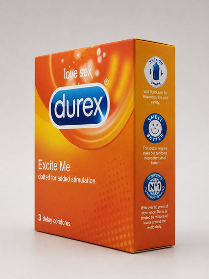 Durex Excite Me Dotted Condoms – Pack of 3 | Raised Dots for Extra PleasureCondomswww.viga.pk