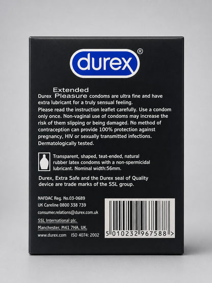 Durex Extended Pleasure Condoms – 12 Pack | Delay Lubricant, Textured, Long LastingCondomswww.viga.pk