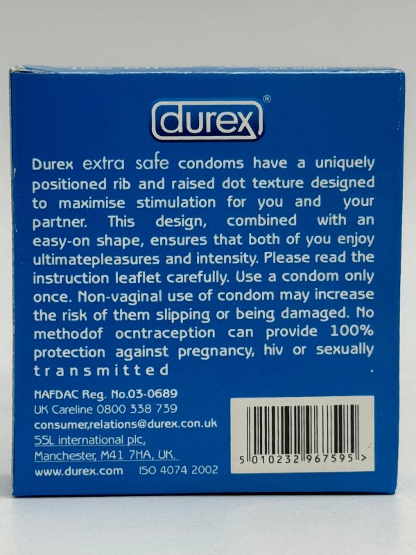 Durex Extra Safe Condoms 3 Pieces - Extra Lubricated CondomCondomswww.viga.pk