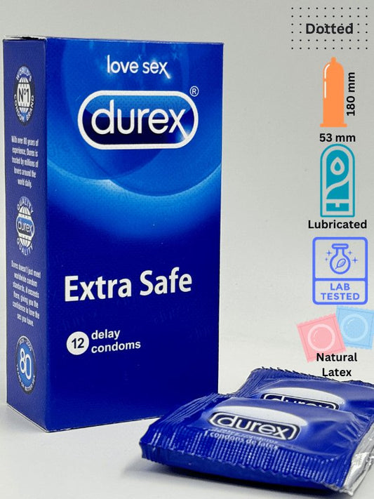 Durex Extra Safe Condoms Lubricated - 12 Delay CondomsCondomswww.viga.pk