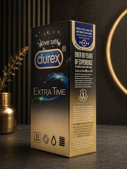 Durex Extra Time Condoms – Pack of 12 | Delay Condoms for Long - Lasting PerformanceCondomswww.viga.pk