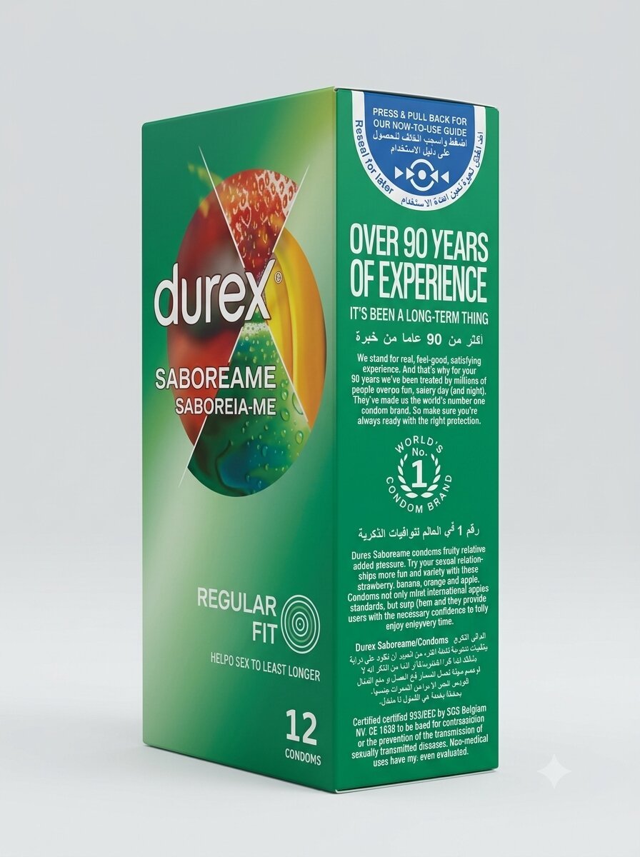 Durex Flavored Condoms – 12 Pack | Banana, Strawberry, Orange & AppleCondomswww.viga.pk