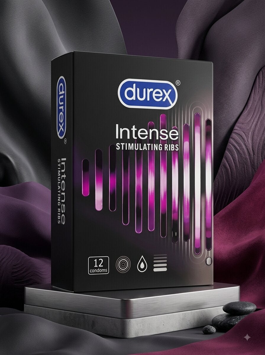 Durex Intense Ribbed Condoms – 12 Pack | Ultra-Fine, Extra LubricatedCondomswww.viga.pk