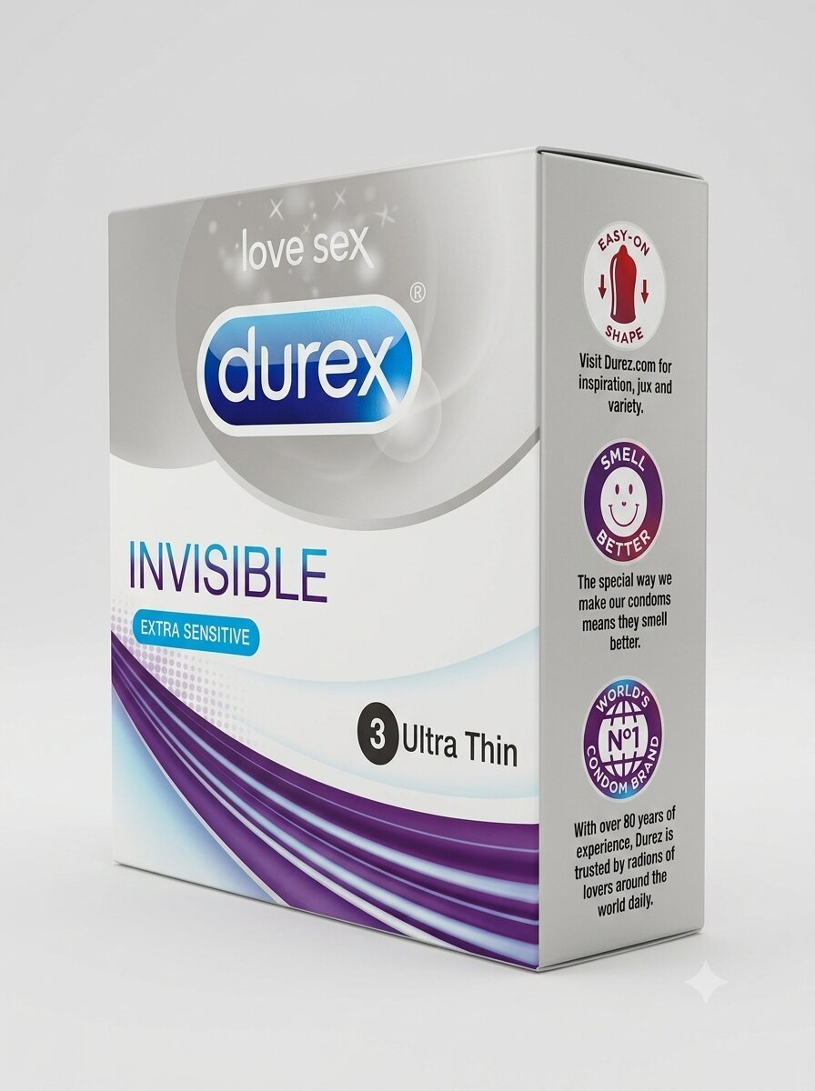 Durex Invisible Extra Sensitive Condoms – Ultra Thin, Lubricated (Pack of 3)Condomswww.viga.pk
