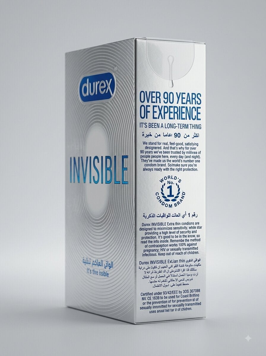Durex Invisible Extra Thin Condoms – 12 Pack | Ultra-Sensitive ProtectionCondomswww.viga.pk