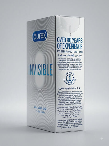 Durex Invisible Extra Thin Condoms – 12 Pack | Ultra-Sensitive ProtectionCondomswww.viga.pk