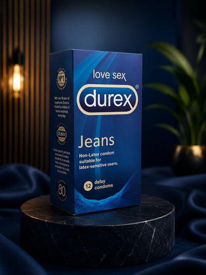 Durex Jeans Condoms 12 - Pack | Non - Latex Delay CondomsCondomswww.viga.pk