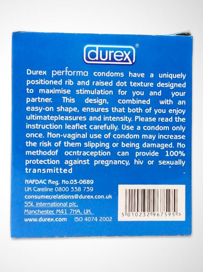 Durex Performa Condoms - 3 Longer Lasting Pleasure CondomsCondomswww.viga.pk