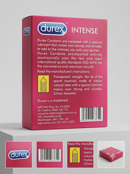 Durex Performax Intense Condoms | Ribbed & Delay Lubricant | Pack of 12Condomswww.viga.pk