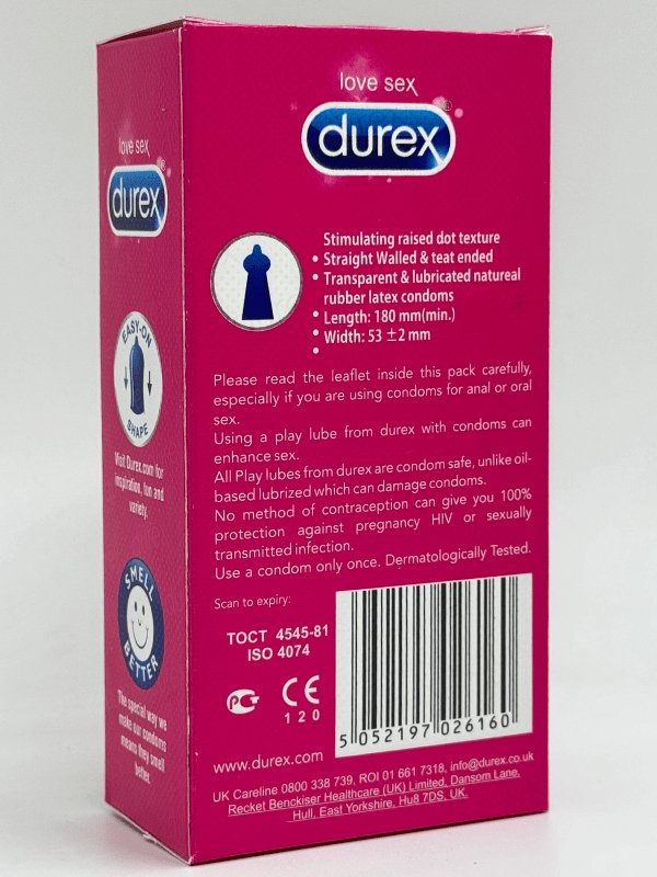 Durex Pleasure Me Condoms - 12 Ribbed & Dotted CondomsCondomswww.viga.pk