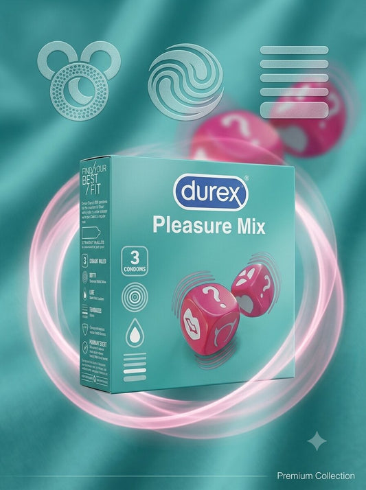 Durex Pleasure Mix Condoms – 3 Pack | Large Girth 64mm | LubricatedCondomswww.viga.pk