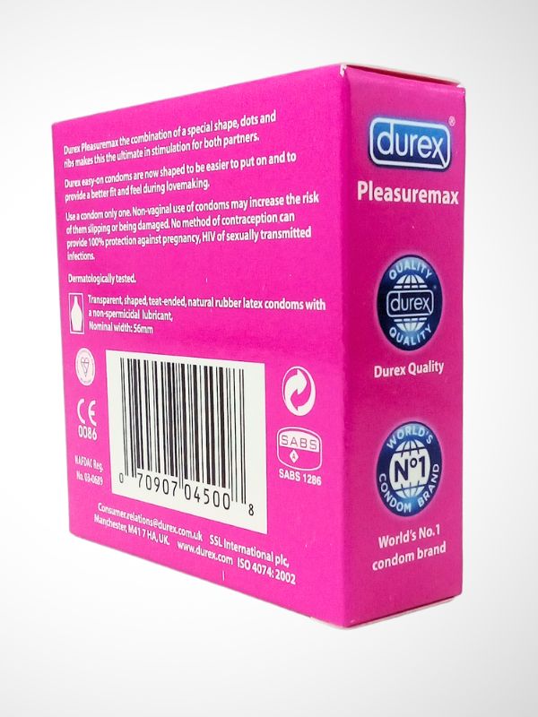 Durex Pleasuremax Condoms - 3 Ribbed & Dotted CondomsCondomswww.viga.pk