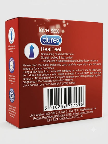 Durex Real Feel Condoms – Natural Skin Feeling - Extra Time Delay | Pack of 3Condomswww.viga.pk