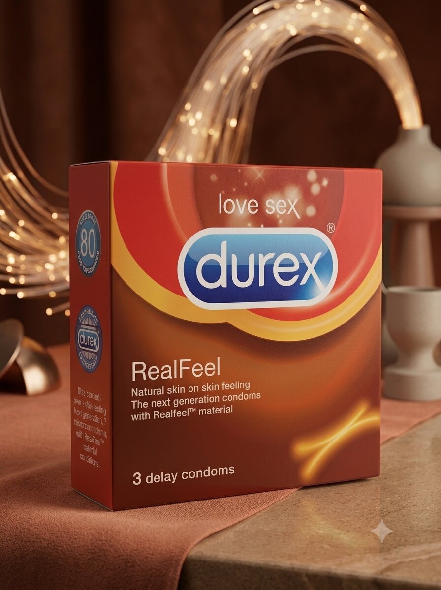 Durex Real Feel Condoms – Natural Skin Feeling - Extra Time Delay | Pack of 3Condomswww.viga.pk