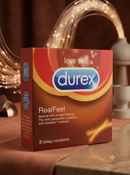 Durex Real Feel Condoms – Natural Skin Feeling - Extra Time Delay | Pack of 3Condomswww.viga.pk