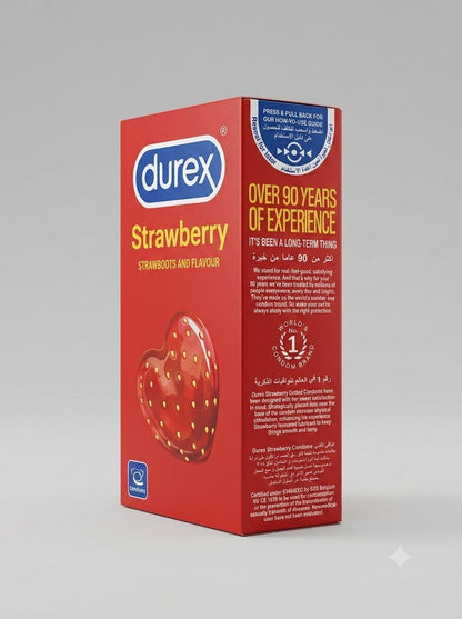 Durex Strawberry Flavored Dotted Condoms – 12 Pack | Flavored & LubricatedCondomswww.viga.pk