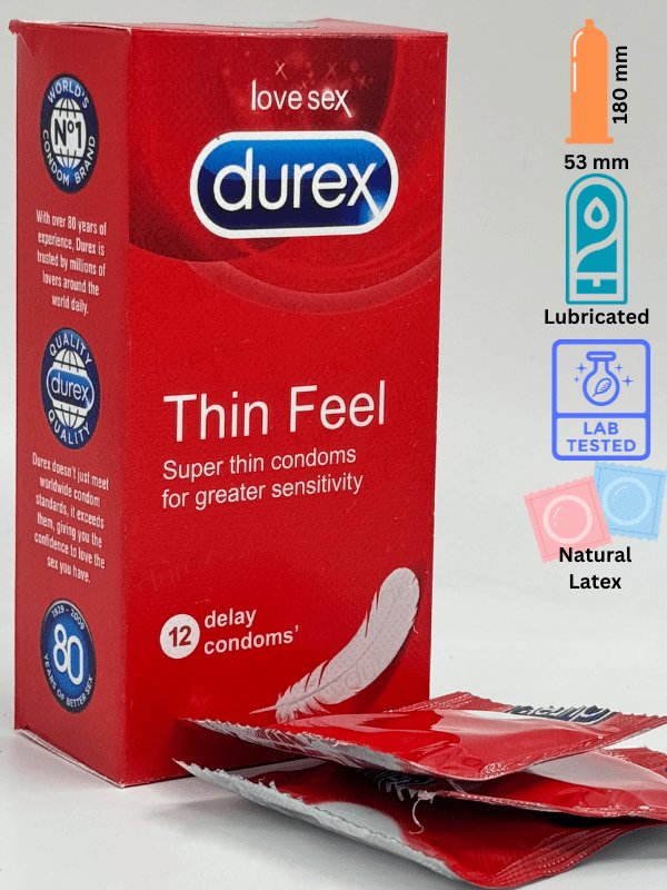 Durex Thin Feel Condoms - 12 Delay CondomsCondomswww.viga.pk