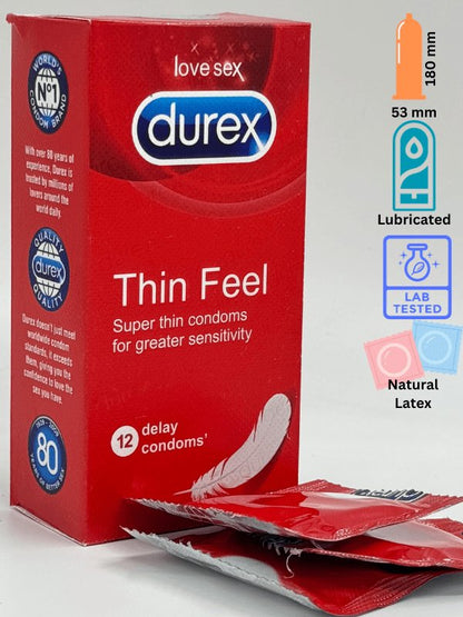 Durex Thin Feel Condoms - 12 Delay CondomsCondomswww.viga.pk