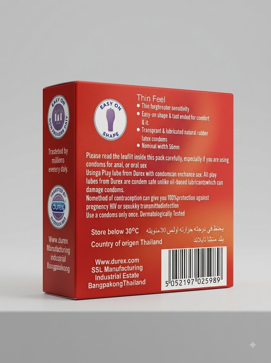 Durex Thin Feel Condoms – 3 Pack | Natural Sensitivity ProtectionCondomswww.viga.pk