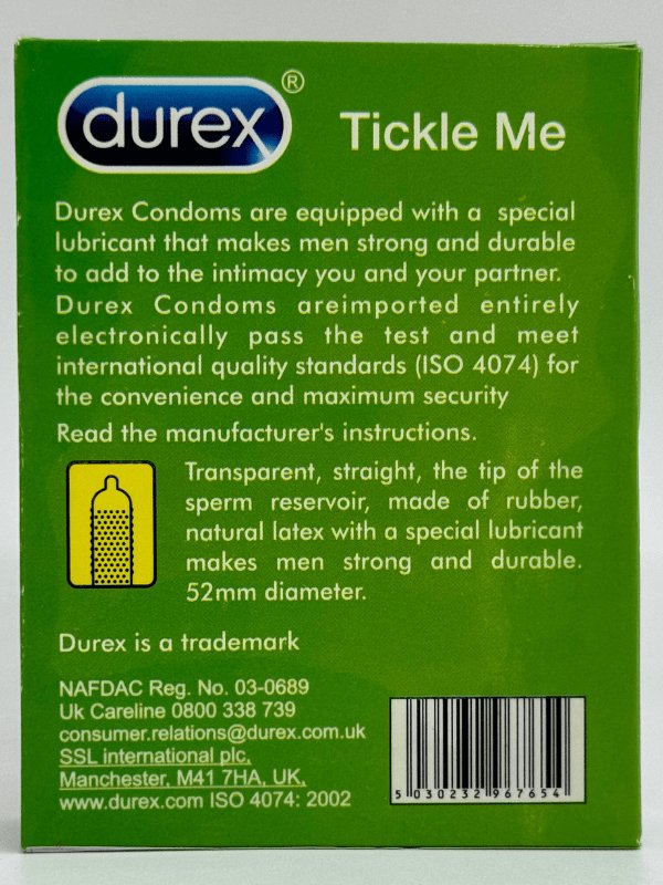 Durex Tickle Me Condom - 12 Ribbed n Dotted CondomsCondomswww.viga.pk